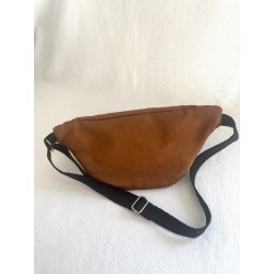Sac banane en velours côtelé trois couleurs ou suédine marron | Fait main